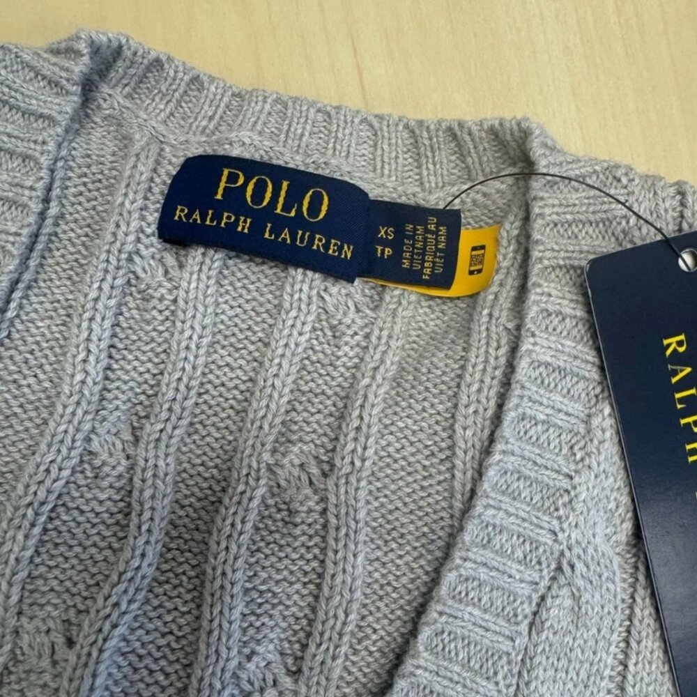 Polo Ralph Lauren Cable-Knit Cotton V-Neck Sweater - Picture 5 of 11